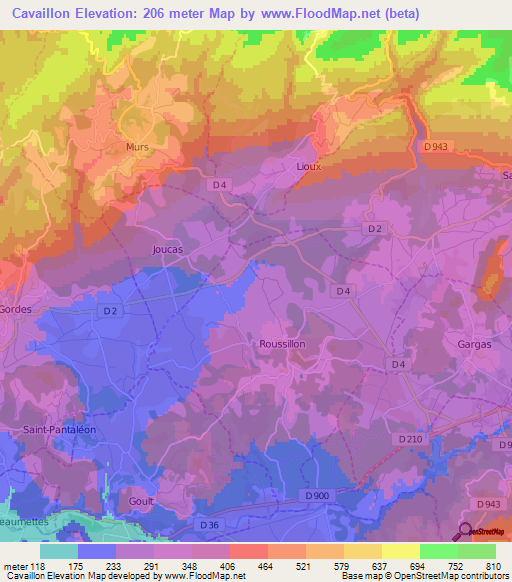 Cavaillon,France Elevation Map