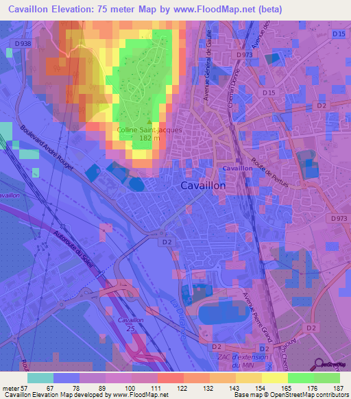 Cavaillon,France Elevation Map