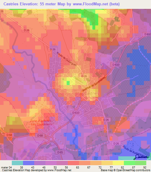 Castries,France Elevation Map