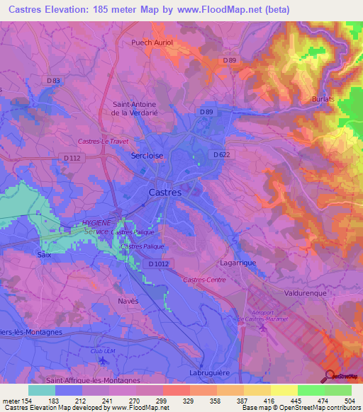 Castres,France Elevation Map