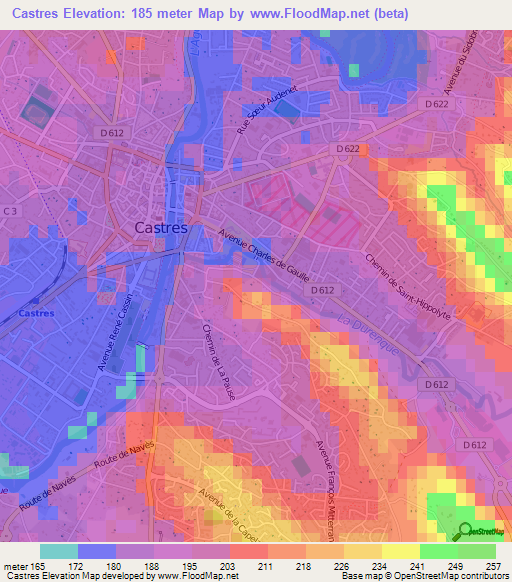 Castres,France Elevation Map