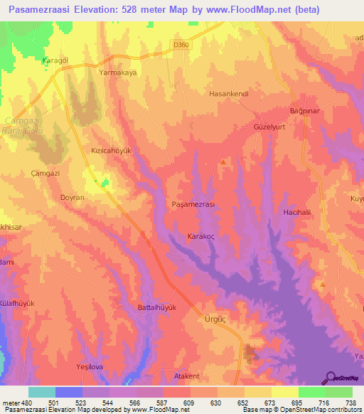 Pasamezraasi,Turkey Elevation Map