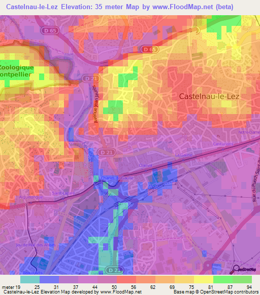 Castelnau-le-Lez,France Elevation Map