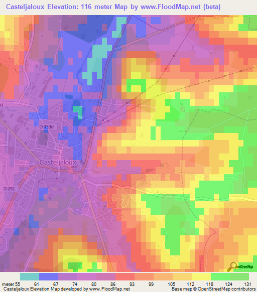 Casteljaloux,France Elevation Map