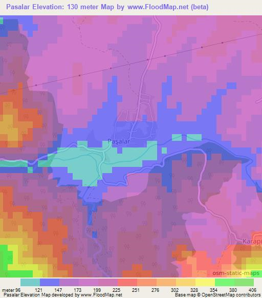 Pasalar,Turkey Elevation Map