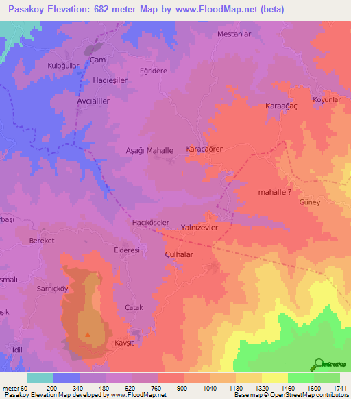 Pasakoy,Turkey Elevation Map