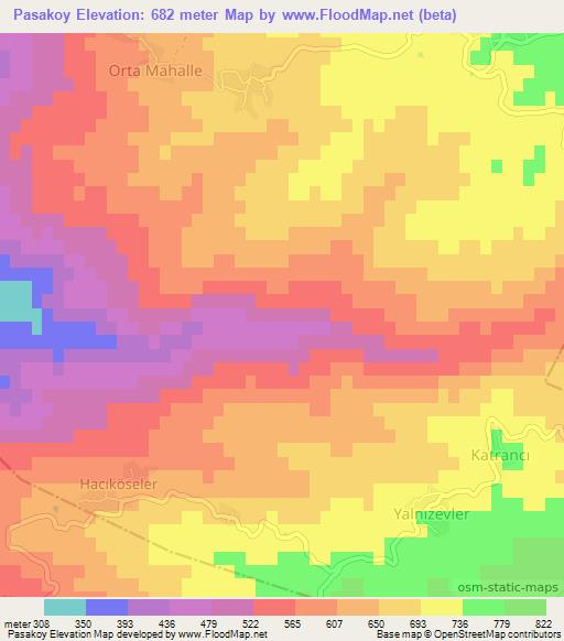 Pasakoy,Turkey Elevation Map