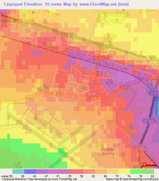 Carpiquet,France Elevation Map