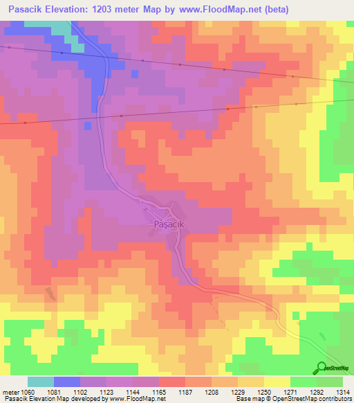 Pasacik,Turkey Elevation Map