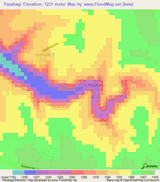 Pasabagi,Turkey Elevation Map