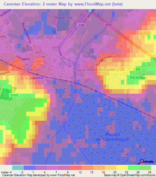 Carentan,France Elevation Map