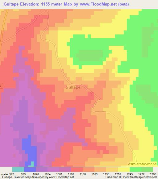 Gultepe,Turkey Elevation Map