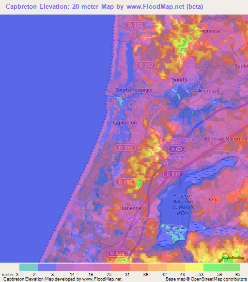 Capbreton,France Elevation Map