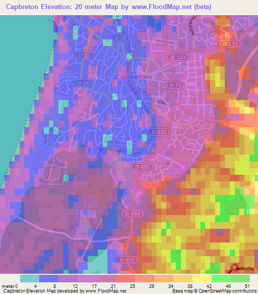 Capbreton,France Elevation Map