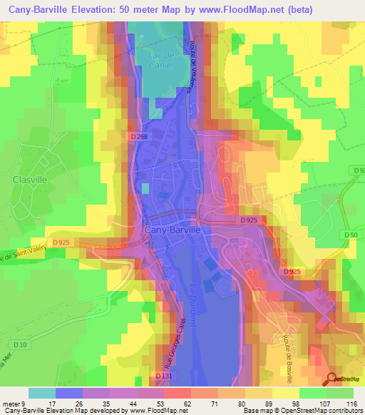 Cany-Barville,France Elevation Map