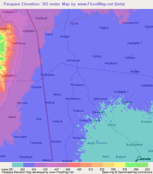 Parapara,Turkey Elevation Map