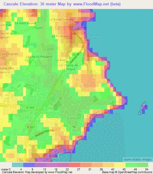 Cancale,France Elevation Map