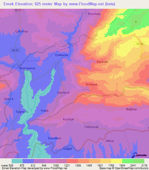 Emek,Turkey Elevation Map