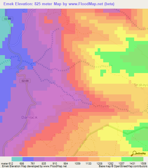 Emek,Turkey Elevation Map