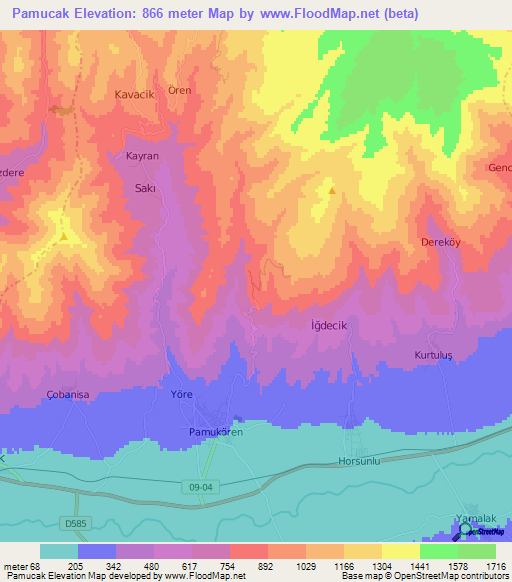 Pamucak,Turkey Elevation Map