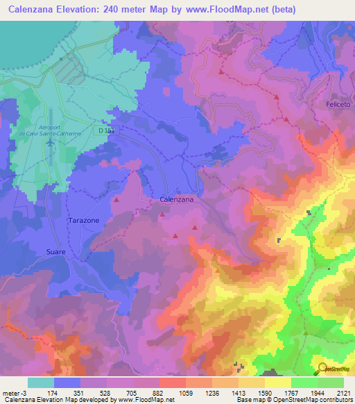 Calenzana,France Elevation Map