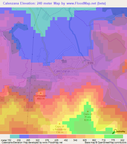 Calenzana,France Elevation Map