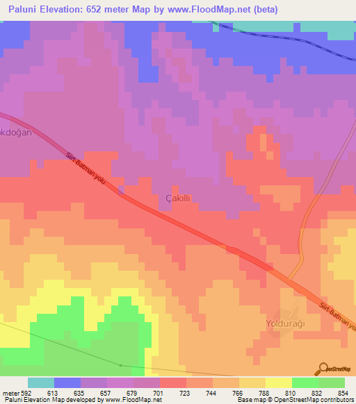 Paluni,Turkey Elevation Map