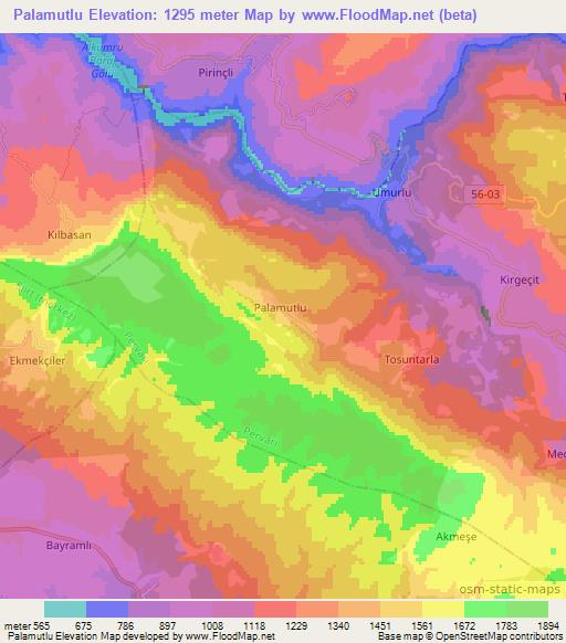 Palamutlu,Turkey Elevation Map