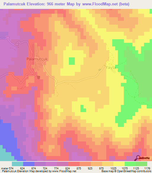 Palamutcuk,Turkey Elevation Map