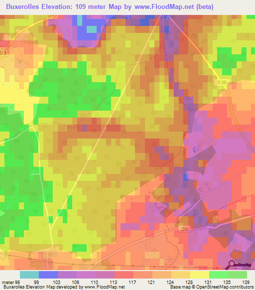 Buxerolles,France Elevation Map