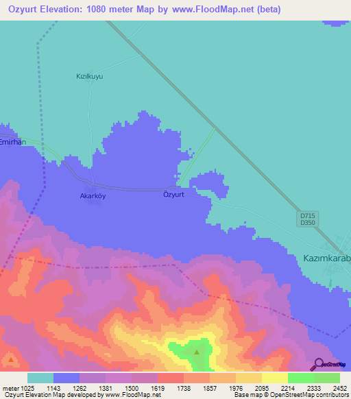 Ozyurt,Turkey Elevation Map