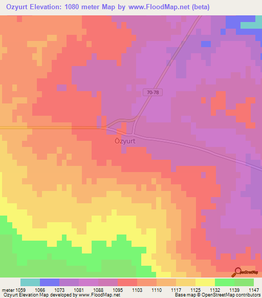 Ozyurt,Turkey Elevation Map