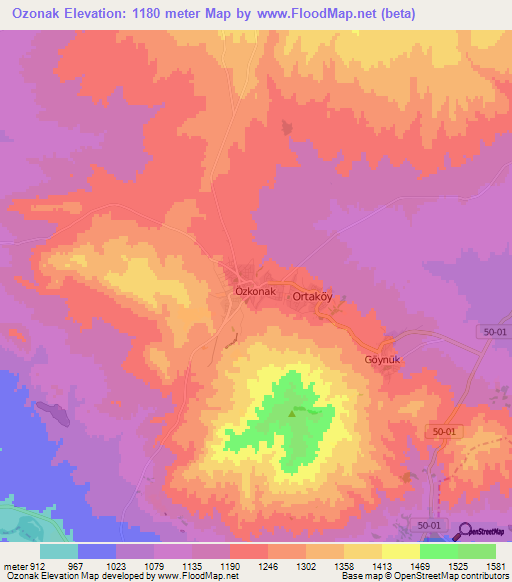 Ozonak,Turkey Elevation Map