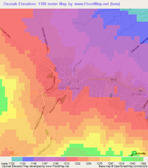 Ozonak,Turkey Elevation Map