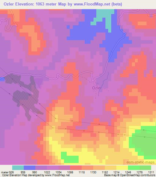 Ozler,Turkey Elevation Map