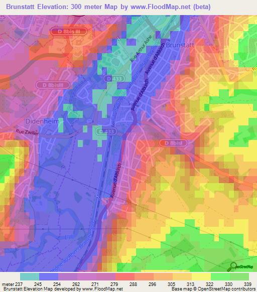 Brunstatt,France Elevation Map