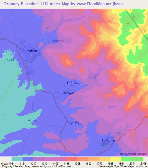 Ozguney,Turkey Elevation Map