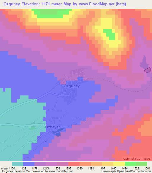 Ozguney,Turkey Elevation Map