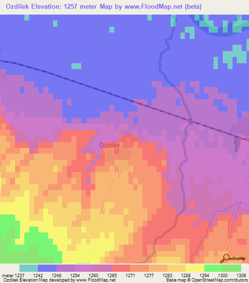 Ozdilek,Turkey Elevation Map