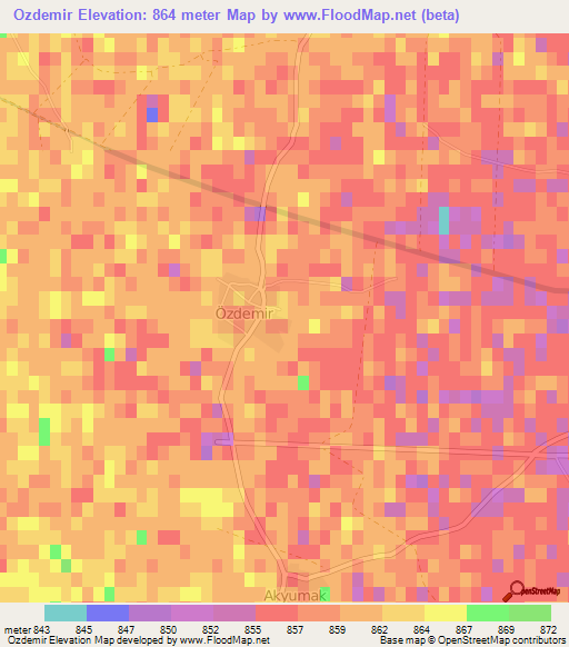 Ozdemir,Turkey Elevation Map