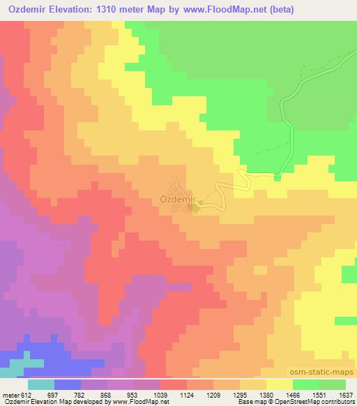 Ozdemir,Turkey Elevation Map