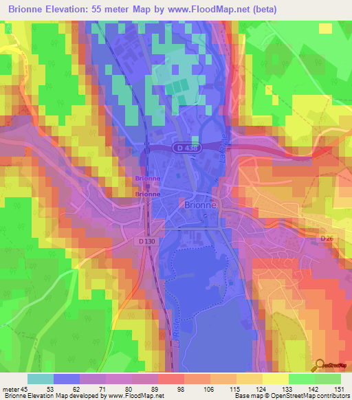 Brionne,France Elevation Map