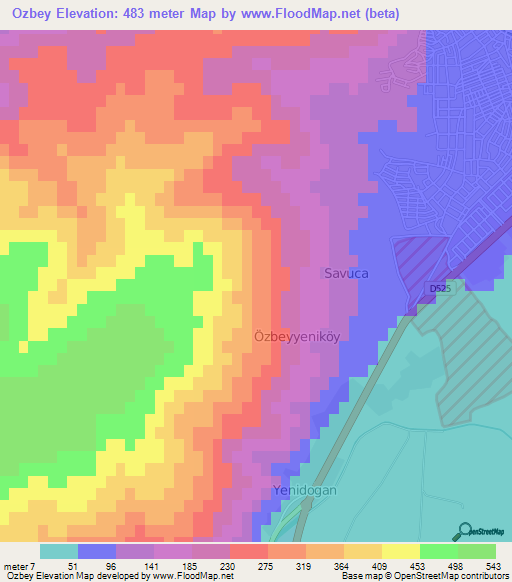 Ozbey,Turkey Elevation Map