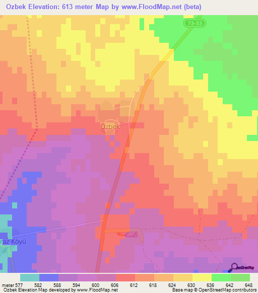 Ozbek,Turkey Elevation Map