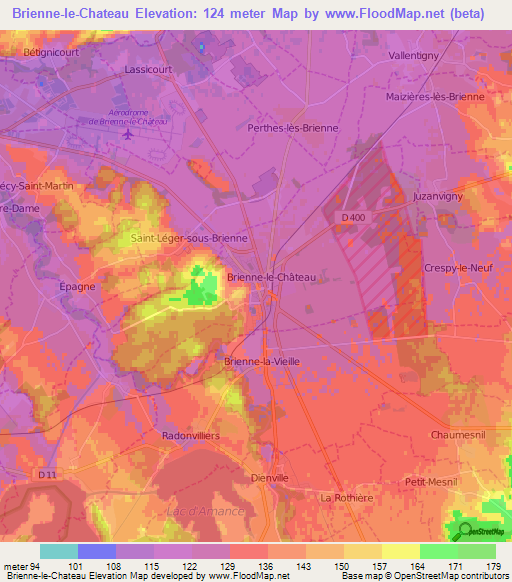 Brienne-le-Chateau,France Elevation Map