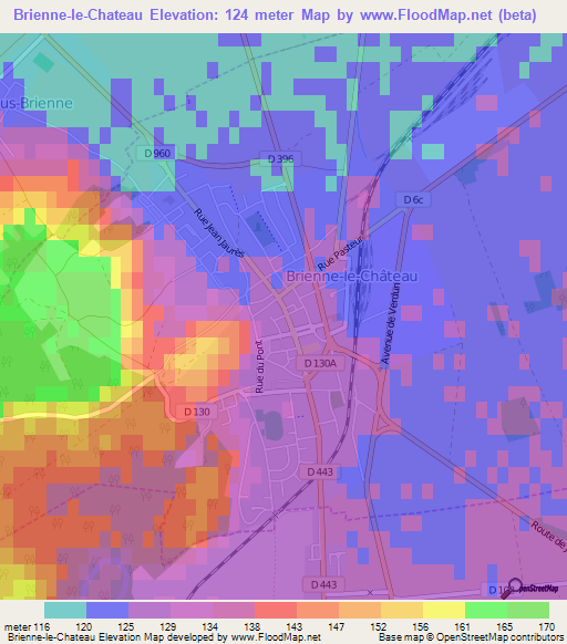 Brienne-le-Chateau,France Elevation Map