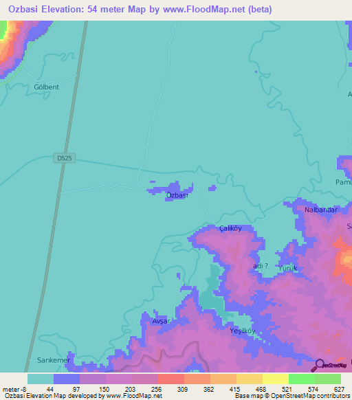 Ozbasi,Turkey Elevation Map