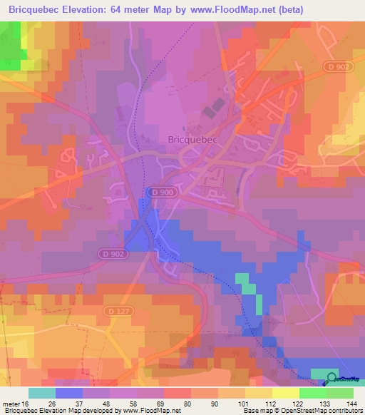 Bricquebec,France Elevation Map