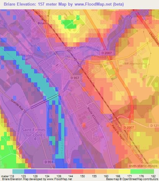 Briare,France Elevation Map