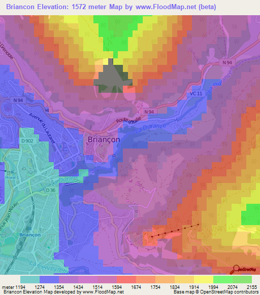 Briancon,France Elevation Map